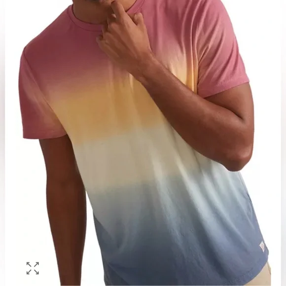 Marine Layer Coral and Blue Ombré Sunset Embroidered Tee Men’s Medium. - Picture 10 of 10